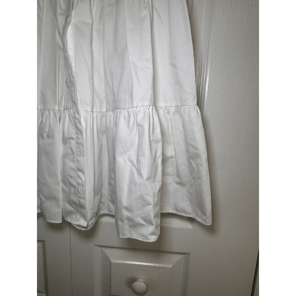ZARA White Cotton Poplin Shirt Dress Puff Sleeve Tiered Mini Size S 4 6 - Picture 4 of 9